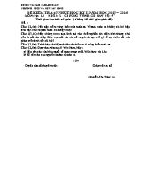 Đề kiểm tra 45p học kì I Địa lí lớp 12 - Năm học 2015-2016 - Nguyễn Thị Thúy An
